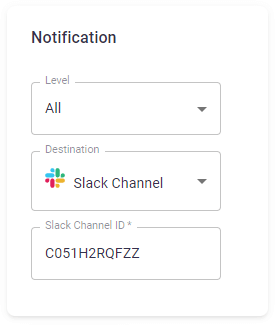 Job notification to a slack channel