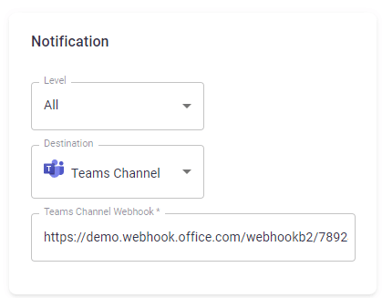 Teams notification setup